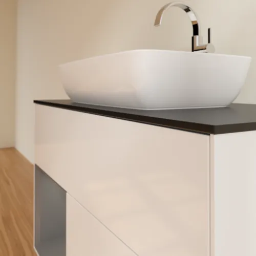 VILLEROY BOCH Toaletní skříňka Finion, s osvětlením, 2 výsuvy, 1000 x 603 x 501 mm, lesklý bílý lak / antracitový matný lak / černé matné sklo #F772GKGF, obrázek 6