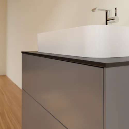 VILLEROY BOCH Toaletní skříňka Finion, 2 výsuvy, 800 x 603 x 501 mm, antracitový matný lak / černé matné sklo #F34200GK, obrázek 5