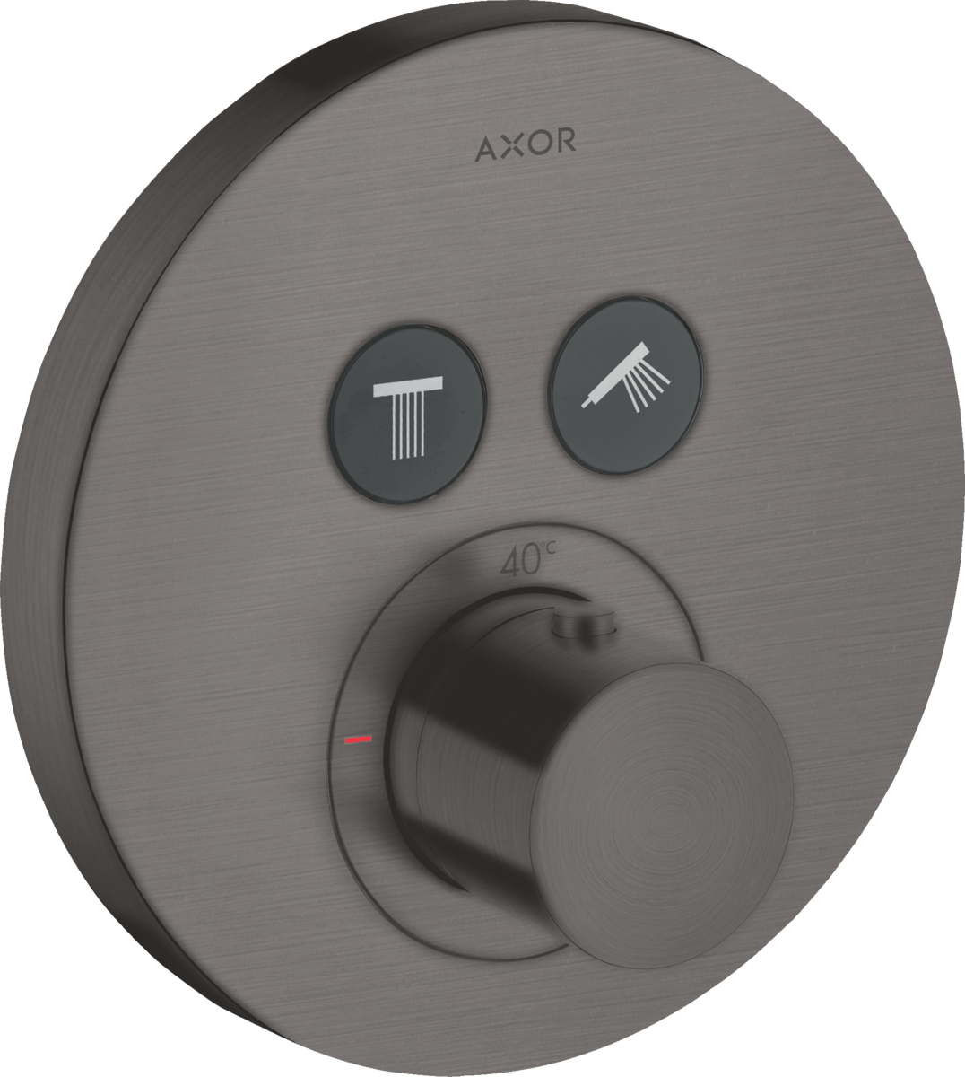 HANSGROHE AXOR ShowerSolutions Termostat s podomítkovou instalací, kulatá rozeta, pro 2 spotřebiče #36723340 - kartáčovaný černý chrom