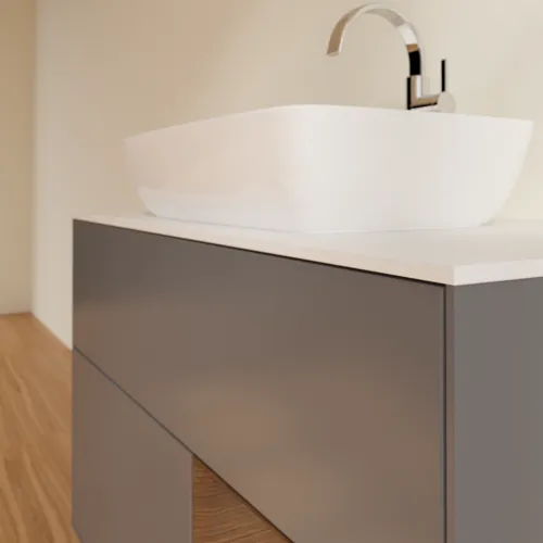 VILLEROY BOCH Toaletní skříňka Finion, s osvětlením, 2 výsuvy, 1000 x 603 x 501 mm, antracit matný lak / ořechová dýha / sklo bílé matné #F781GNGK, obrázek 6