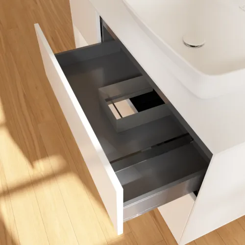 VILLEROY BOCH Umyvadlová skříňka Finion, s osvětlením, 3 výsuvy, 1200 x 603 x 501 mm, bílý matný lak / bílý lesklý lak / bílé matné sklo #F801GFMT, obrázek 6