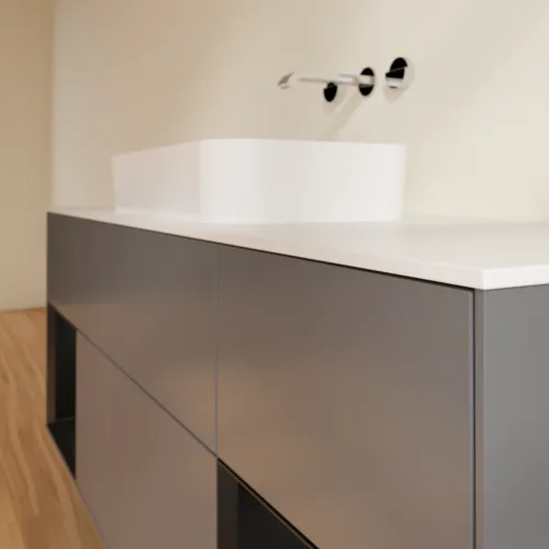 VILLEROY BOCH Toaletní skříňka Finion, s osvětlením, 4 výsuvy, 1600 x 603 x 501 mm, antracitový matný lak / černý matný lak / bílé matné sklo #F741PDGK, obrázek 6