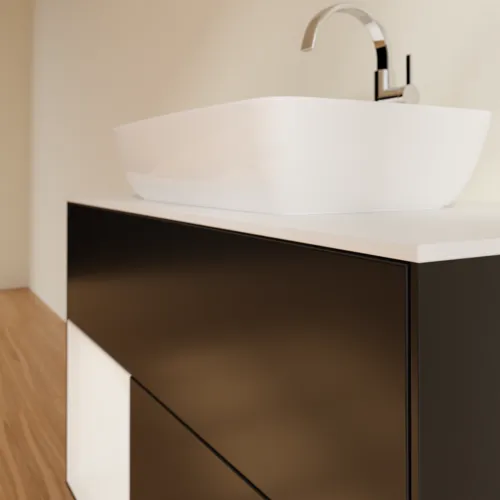 VILLEROY BOCH Toaletní skříňka Finion, s osvětlením, 2 výsuvy, 1000 x 603 x 501 mm, černý matný lak / bílý lesklý lak / bílé matné sklo #F771GFPD, obrázek 6
