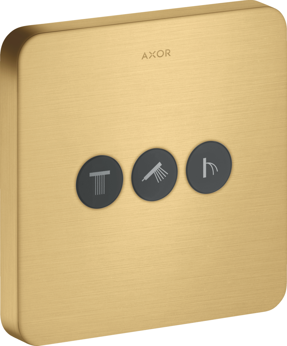HANSGROHE Podomítkový ventil AXOR ShowerSelect softsquare pro 3 spotřebiče #36773250 - Brushed Gold Optic