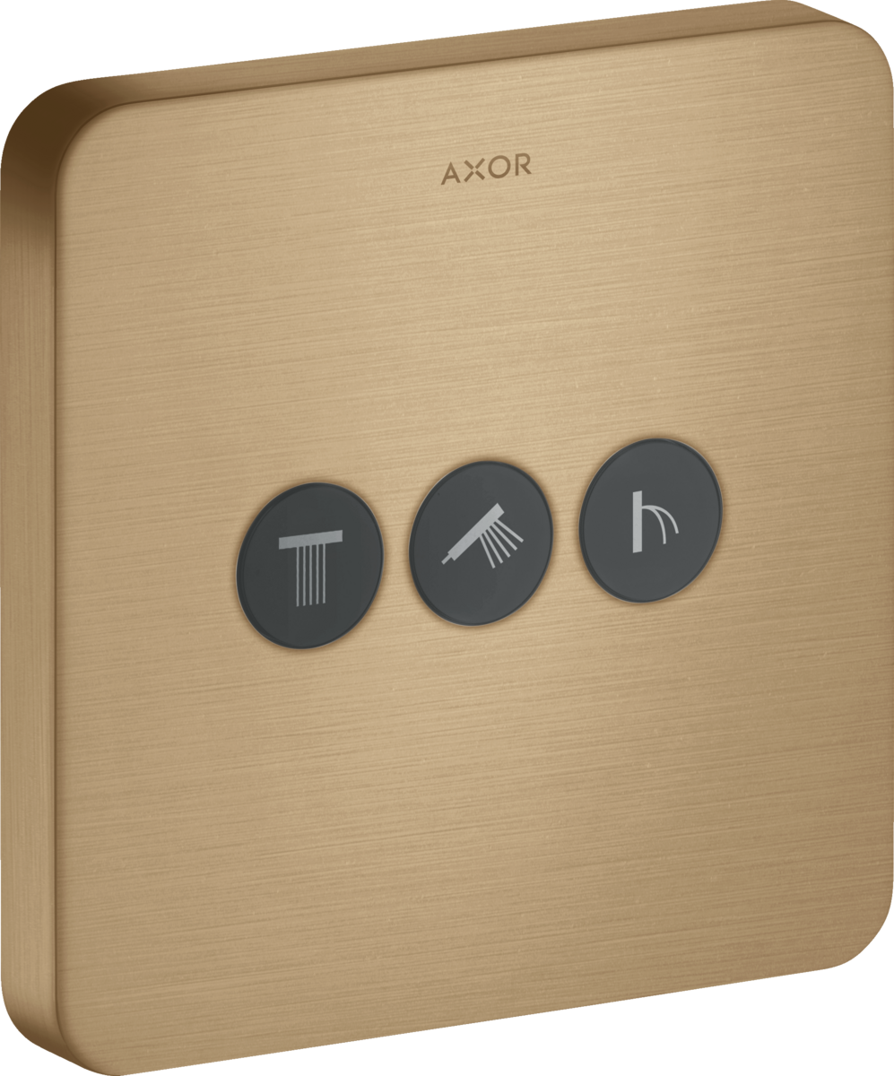 HANSGROHE AXOR ShowerSelect podomítkový ventil softsquare pro 3 spotřebiče #36773140 - kartáčovaný bronz