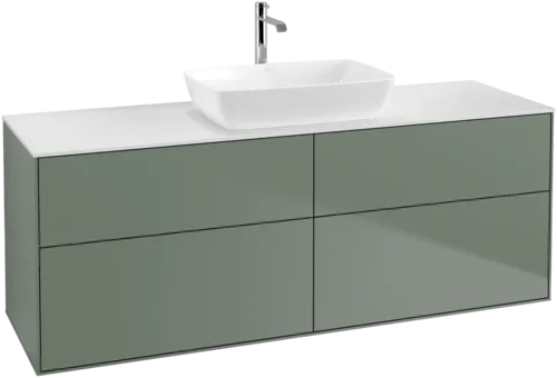 VILLEROY BOCH Toaletní skříňka Finion, 4 výsuvy, 1600 x 603 x 501 mm, olivově matný lak / sklo bílé matné #F85100GM, obrázek 1