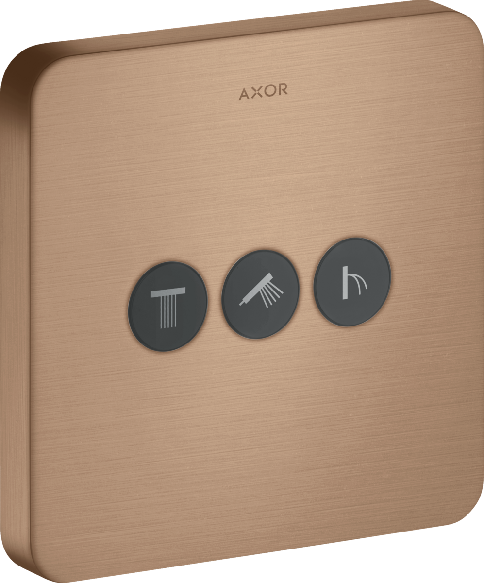 HANSGROHE Podomítkový ventil AXOR ShowerSelect softsquare pro 3 spotřebiče #36773310 - Brushed Red Gold