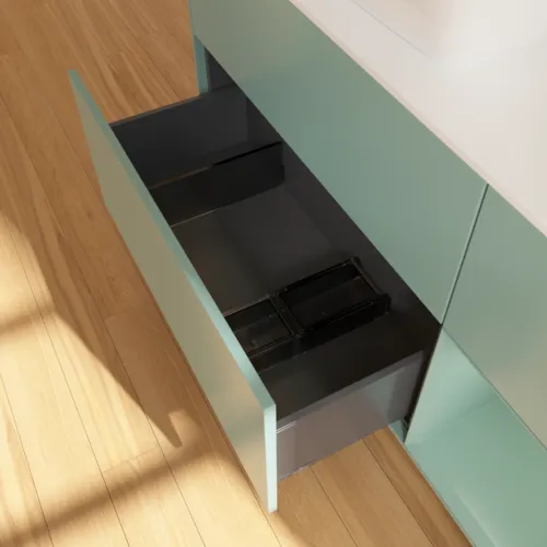 VILLEROY BOCH Toaletní skříňka Finion, s osvětlením, 3 výsuvy, 1200 x 603 x 501 mm, olivově matný lak / olivově matný lak / sklo bílé matné #F811GMGM, obrázek 7