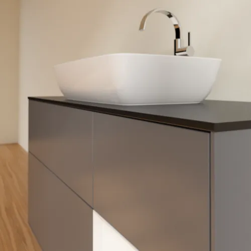 VILLEROY BOCH Toaletní skříňka Finion, s osvětlením, 3 výsuvy, 1200 x 603 x 501 mm, antracitový matný lak / bílý matný lak / černé matné sklo #F832MTGK, obrázek 6