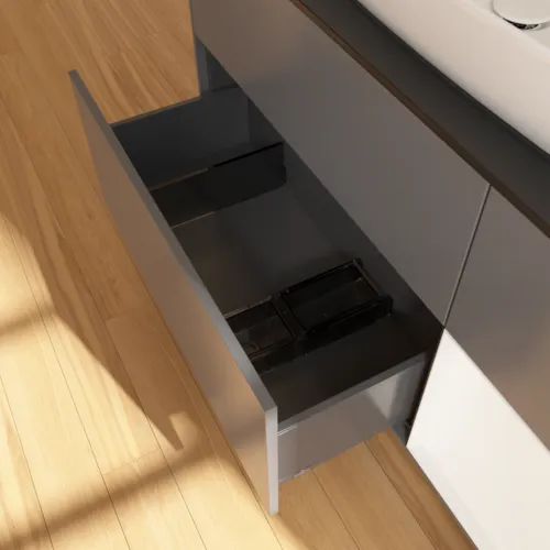 VILLEROY BOCH Toaletní skříňka Finion, s osvětlením, 3 výsuvy, 1200 x 603 x 501 mm, antracitový matný lak / bílý matný lak / černé matné sklo #F832MTGK, obrázek 7