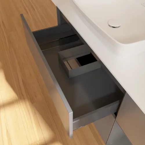 VILLEROY BOCH Toaletní skříňka Finion, s osvětlením, 3 výsuvy, 1200 x 603 x 501 mm, antracit matný lak / antracit matný lak / sklo bílé matné #F811GKGK, obrázek 8