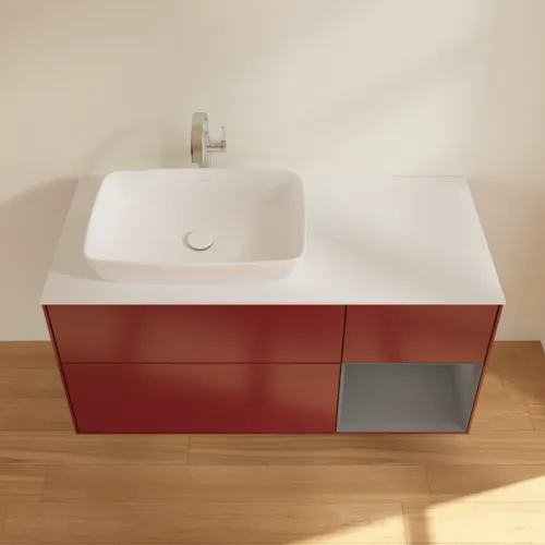 VILLEROY BOCH Toaletní skříňka Finion, s osvětlením, 3 výsuvy, 1200 x 603 x 501 mm, matný lak Pivoňka / matný lak Antracit / matné sklo Bílá #F811GKHB, obrázek 4