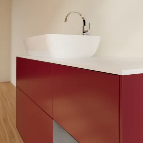 VILLEROY BOCH Toaletní skříňka Finion, s osvětlením, 3 výsuvy, 1200 x 603 x 501 mm, matný lak Pivoňka / matný lak Antracit / matné sklo Bílá #F811GKHB, obrázek 6