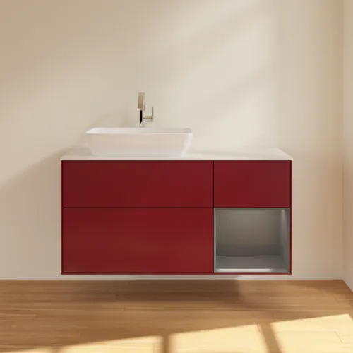 VILLEROY BOCH Toaletní skříňka Finion, s osvětlením, 3 výsuvy, 1200 x 603 x 501 mm, matný lak Pivoňka / matný lak Antracit / matné sklo Bílá #F811GKHB, obrázek 3