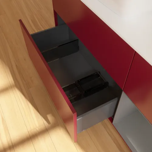 VILLEROY BOCH Toaletní skříňka Finion, s osvětlením, 3 výsuvy, 1200 x 603 x 501 mm, matný lak Pivoňka / matný lak Antracit / matné sklo Bílá #F811GKHB, obrázek 7
