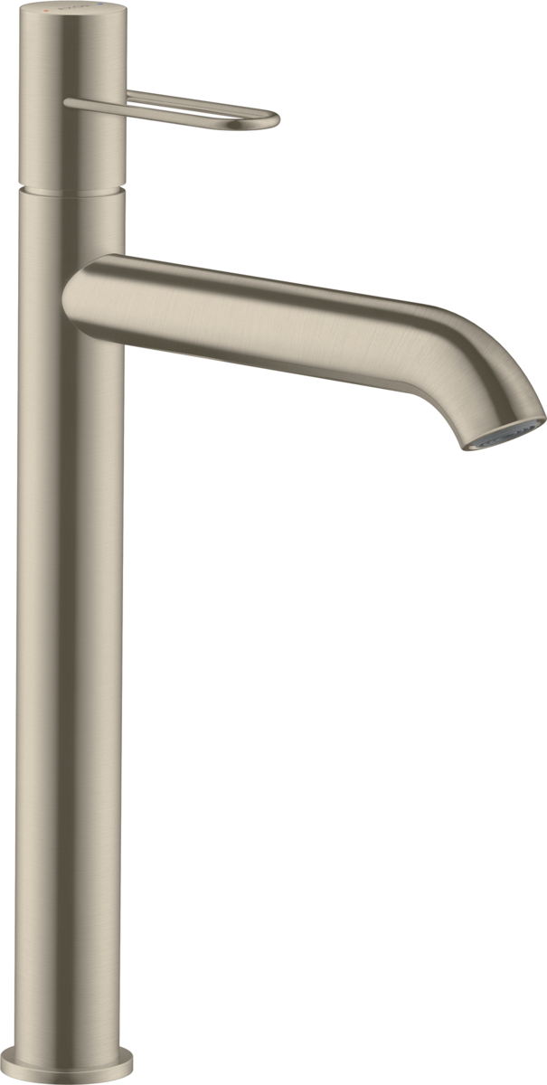 HANSGROHE Jednopáková umyvadlová baterie AXOR Uno 250 s obloukovou rukojetí pro umyvadla na desku a výsuvným odpadem #38034820 - kartáčovaný nikl