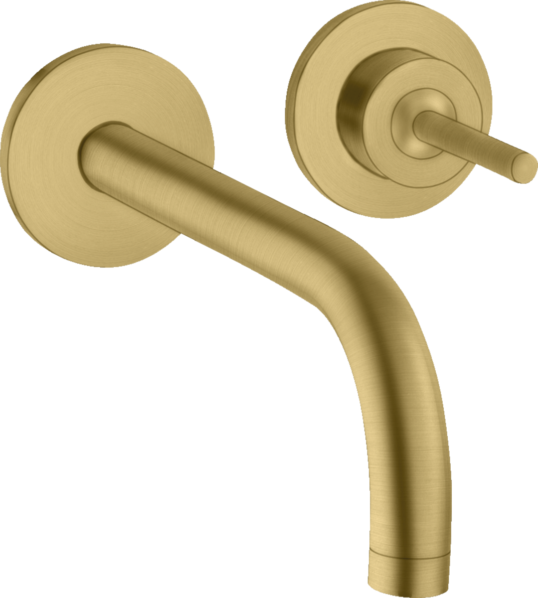 HANSGROHE AXOR Uno podomítková jednopáková umyvadlová baterie pro montáž na stěnu s výtokem 225 mm a rozetami #38116250 - Brushed Gold Optic