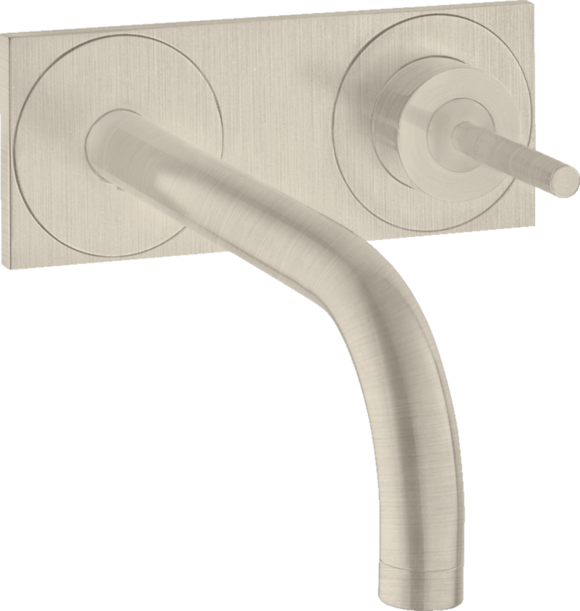 HANSGROHE AXOR Uno Páková umyvadlová baterie pod omítku, montáž na stěnu, s výtokem 165 mm a deskou #38112820 - kartáčovaný nikl