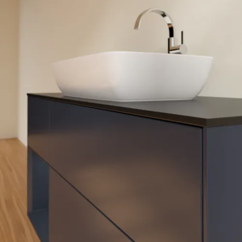 VILLEROY BOCH Toaletní skříňka Finion, s osvětlením, 3 výsuvy, 1200 x 603 x 501 mm, Midnight Blue Matt Lacquer / Midnight Blue Matt Lacquer / Glass Black Matt #F822HGHG, obrázek 6