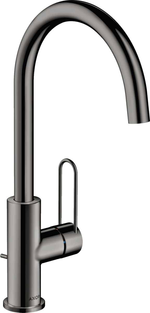HANSGROHE Jednopáková umyvadlová baterie AXOR Uno 240 s pákovou rukojetí a výsuvným odpadem #38036330 - Leštěný černý chrom
