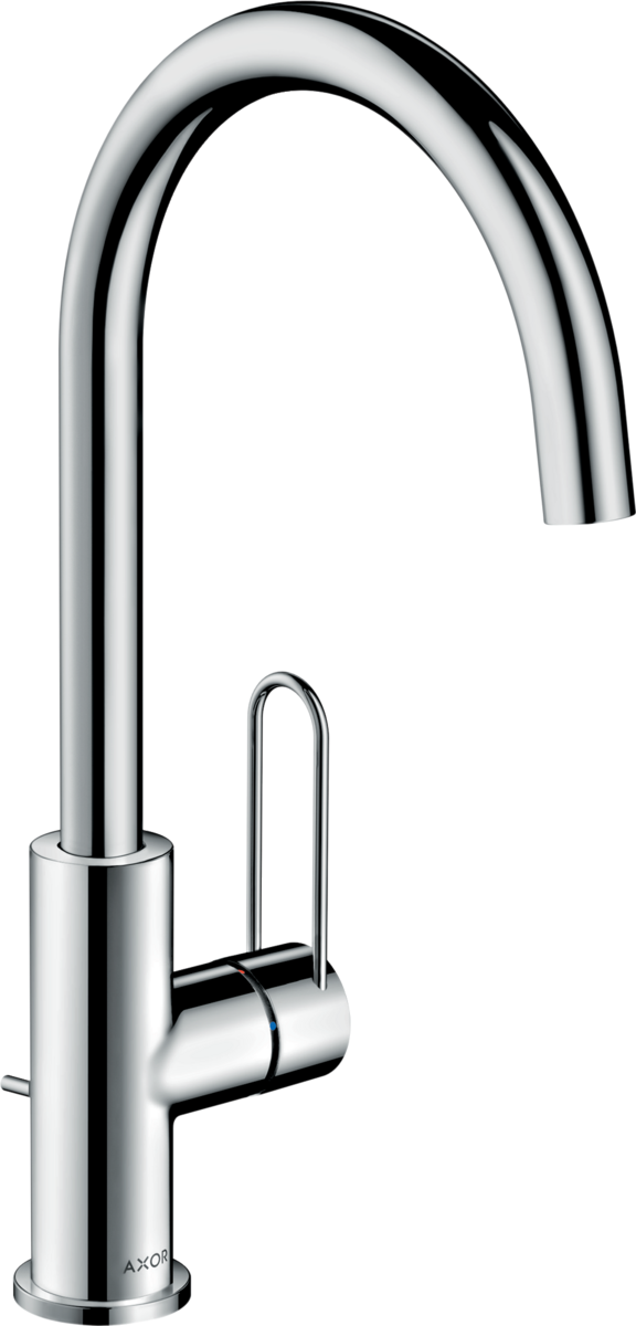 HANSGROHE Jednopáková umyvadlová baterie AXOR Uno 240 s obloukovou rukojetí a výsuvným odpadem #38036000 - chrom