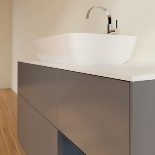 VILLEROY BOCH Toaletní skříňka Finion, s osvětlením, 3 výsuvy, 1200 x 603 x 501 mm, antracitový matný lak / půlnoční modrý matný lak / bílé matné sklo #F831HGGK, obrázek 6