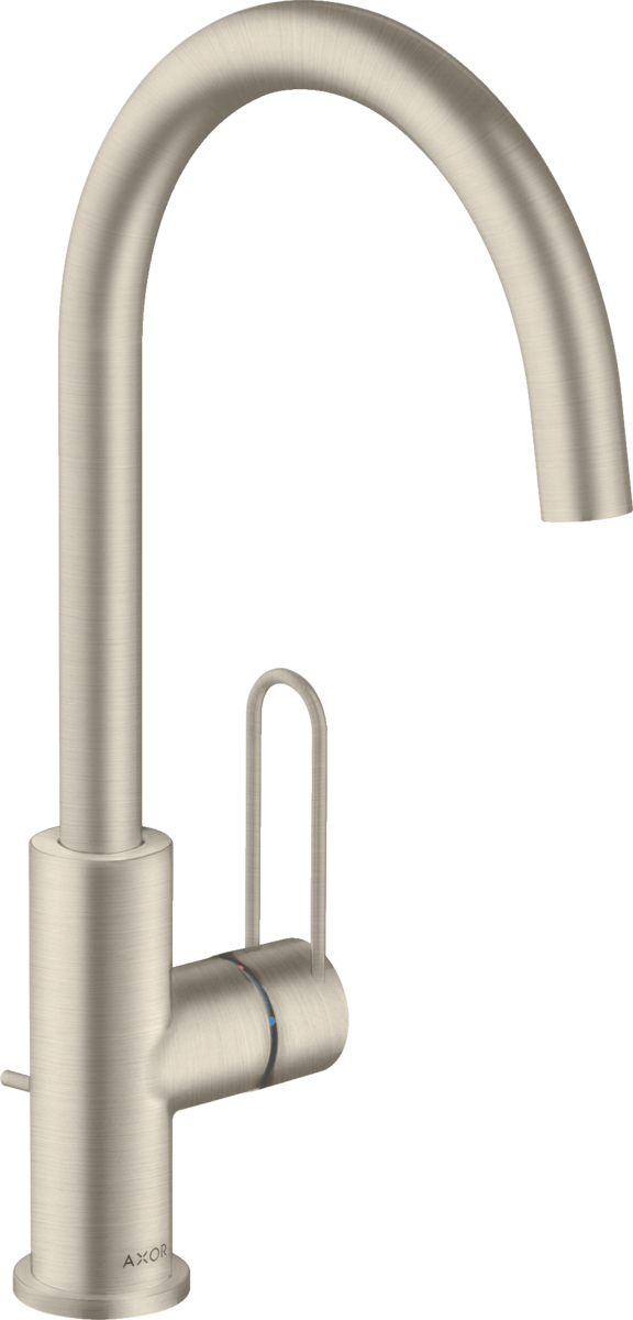 HANSGROHE Jednopáková umyvadlová baterie AXOR Uno 240 s pákovou rukojetí a výsuvným odpadem #38036820 - kartáčovaný nikl