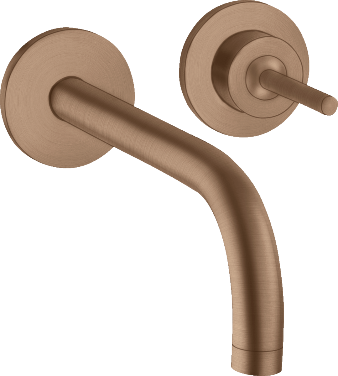 HANSGROHE AXOR Uno podomítková jednopáková umyvadlová baterie pro montáž na stěnu s výtokem 165 mm a rozetami #38113310 - Brushed Red Gold