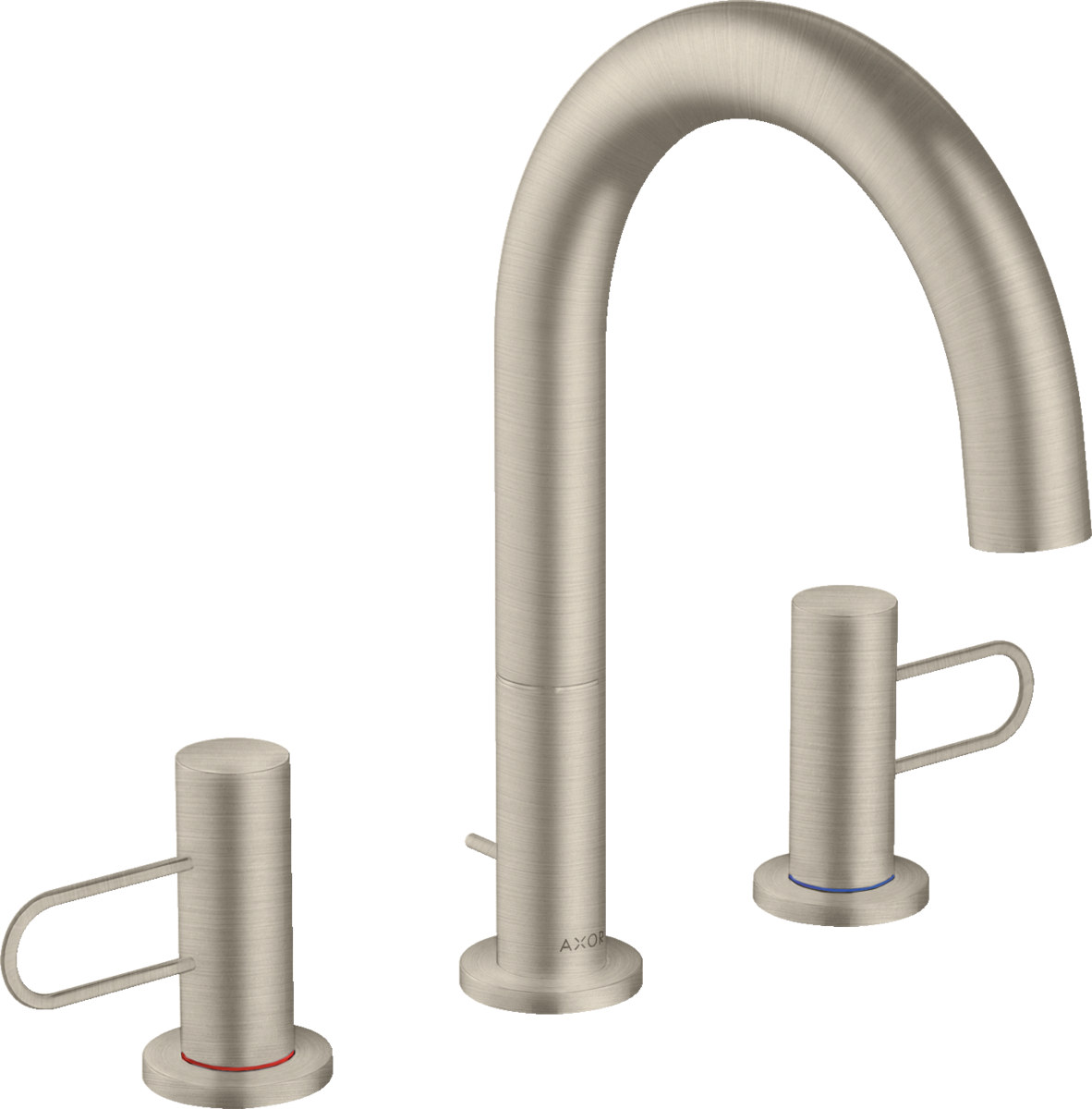 HANSGROHE AXOR Uno tříotvorová umyvadlová baterie 160 s obloukovými rukojeťmi a výsuvným odpadem #38054820 - kartáčovaný nikl