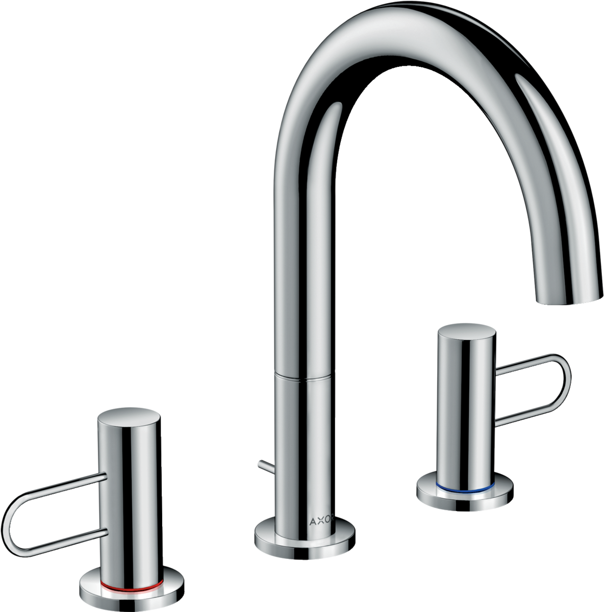 HANSGROHE AXOR Uno tříotvorová umyvadlová baterie 160 s obloukovými rukojeťmi a výsuvným odpadem #38054000 - chrom