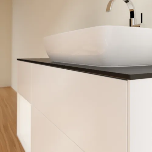 VILLEROY BOCH Toaletní skříňka Finion, s osvětlením, 3 výsuvy, 1200 x 603 x 501 mm, bílý matný lak / bílý matný lak / černé matné sklo #F802MTMT, obrázek 6