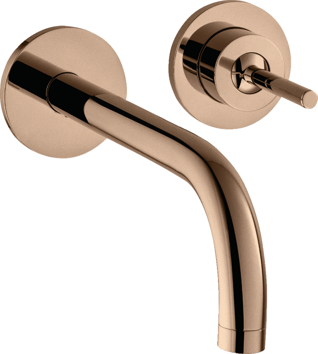 HANSGROHE AXOR Uno podomítková jednopáková umyvadlová baterie pro montáž na stěnu s výtokem 225 mm a rozetami #38116300 - Leštěné červené zlato