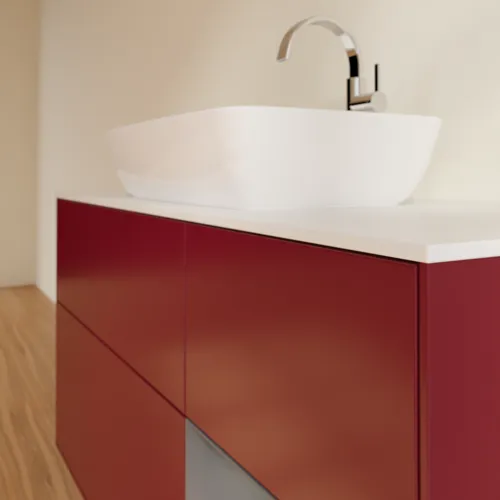 VILLEROY BOCH Toaletní skříňka Finion, s osvětlením, 3 výsuvy, 1200 x 603 x 501 mm, matný lak Pivoňka / matný lak Antracit / matné sklo Bílá #F831GKHB, obrázek 6