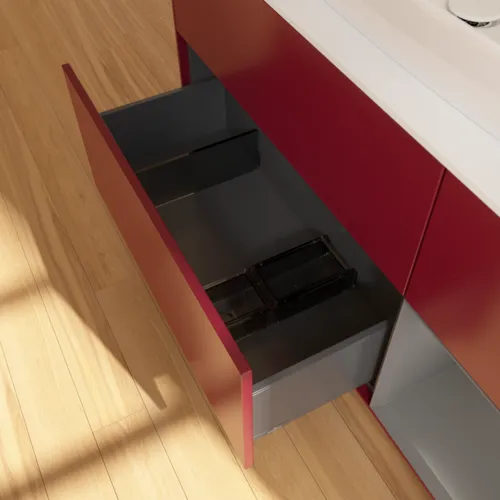 VILLEROY BOCH Toaletní skříňka Finion, s osvětlením, 3 výsuvy, 1200 x 603 x 501 mm, matný lak Pivoňka / matný lak Antracit / matné sklo Bílá #F831GKHB, obrázek 7