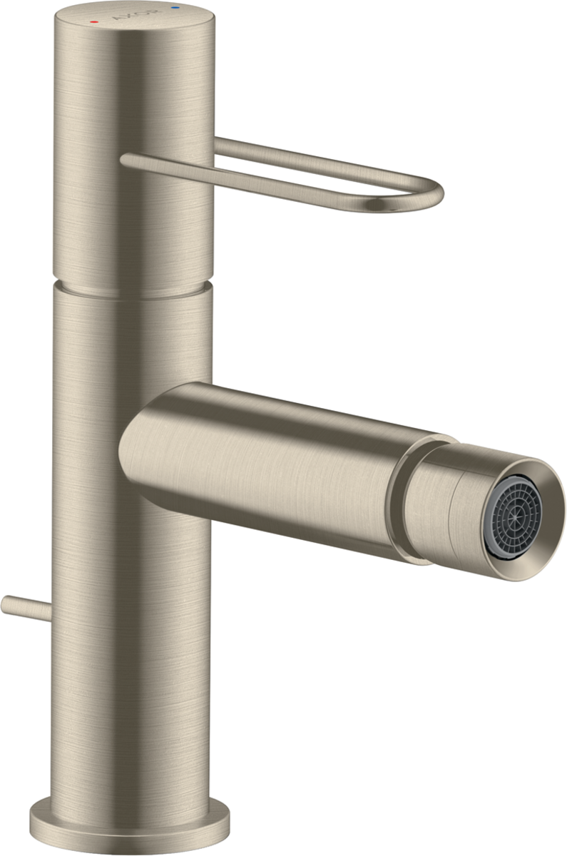 HANSGROHE Jednopáková bidetová baterie AXOR Uno s obloukovou rukojetí a výsuvným odpadem #38211820 - kartáčovaný nikl