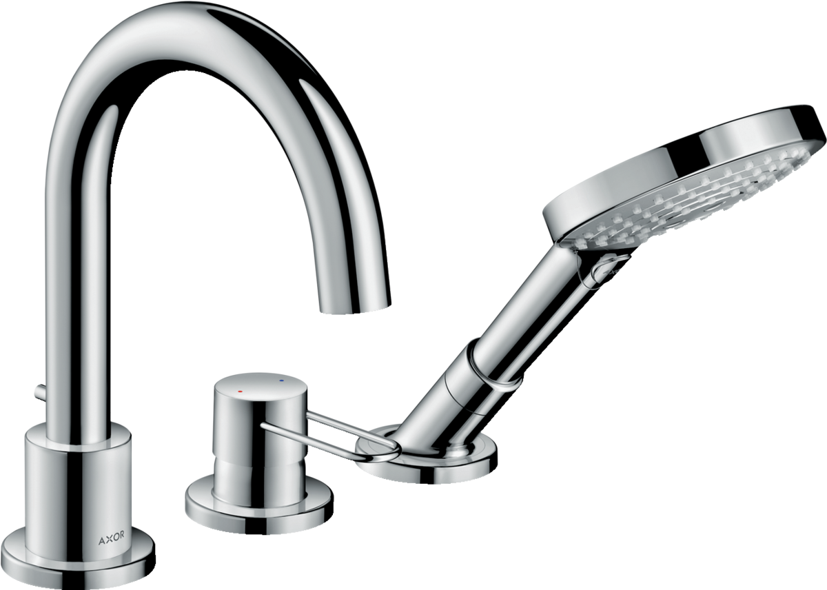 HANSGROHE AXOR Uno 3otvorová jednopáková vanová baterie na okraj vany s obloukovými rukojeťmi #38436000 - chrom