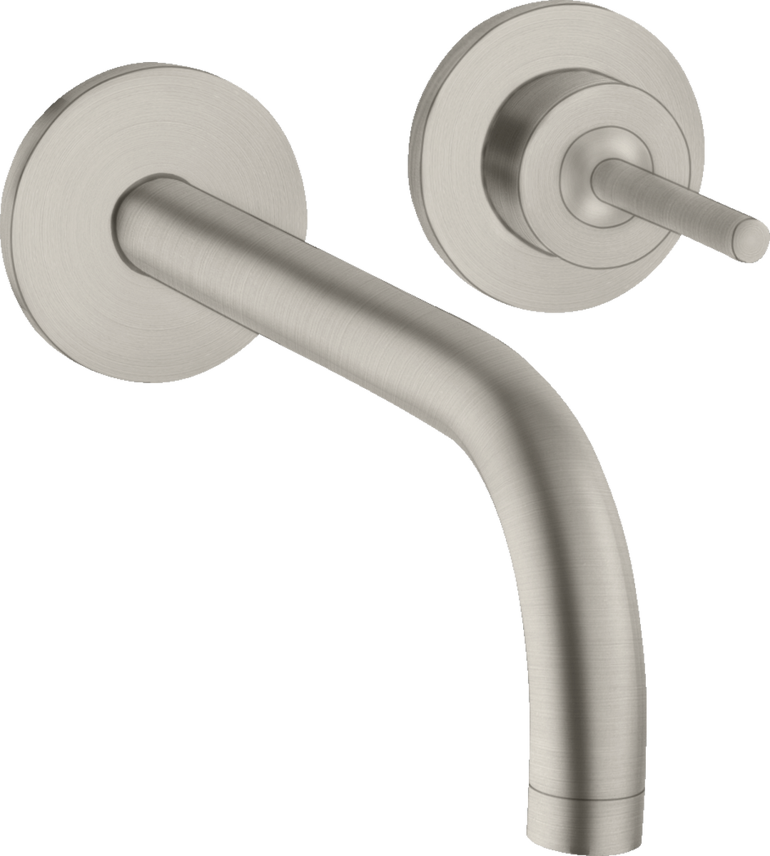 HANSGROHE AXOR Uno podomítková jednopáková umyvadlová baterie pro montáž na stěnu s výtokem 165 mm a rozetami #38113800 - nerezová ocel Optic