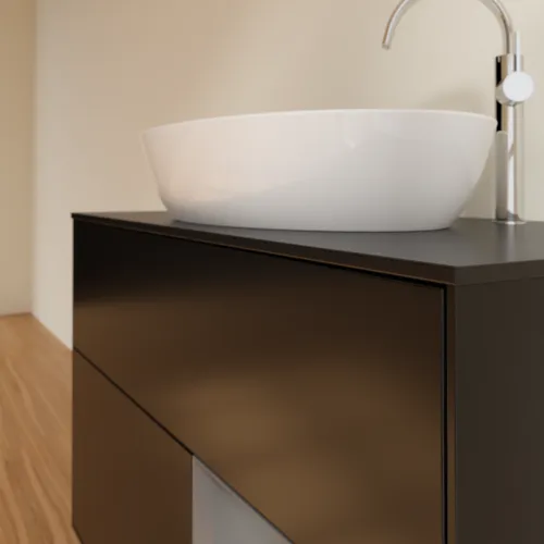 VILLEROY BOCH Toaletní skříňka Finion, s osvětlením, 2 výsuvy, 1000 x 603 x 501 mm, černý matný lak / antracitový matný lak / černé matné sklo #F902GKPD, obrázek 5