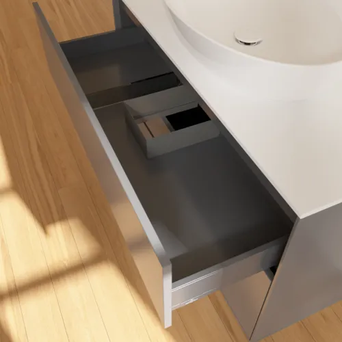 Obrázek VILLEROY BOCH Toaletní skříňka Finion, 2 výsuvy, 1000 x 603 x 501 mm, antracit matný lak / sklo bílé matné #F88100GK