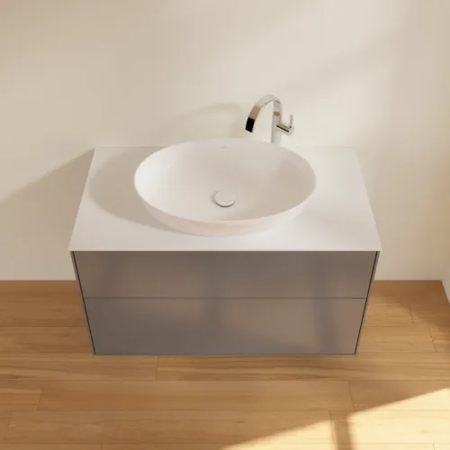 Obrázek VILLEROY BOCH Toaletní skříňka Finion, 2 výsuvy, 1000 x 603 x 501 mm, antracit matný lak / sklo bílé matné #F88100GK