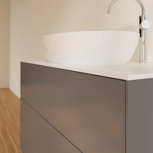 Obrázek VILLEROY BOCH Toaletní skříňka Finion, 2 výsuvy, 1000 x 603 x 501 mm, antracit matný lak / sklo bílé matné #F88100GK