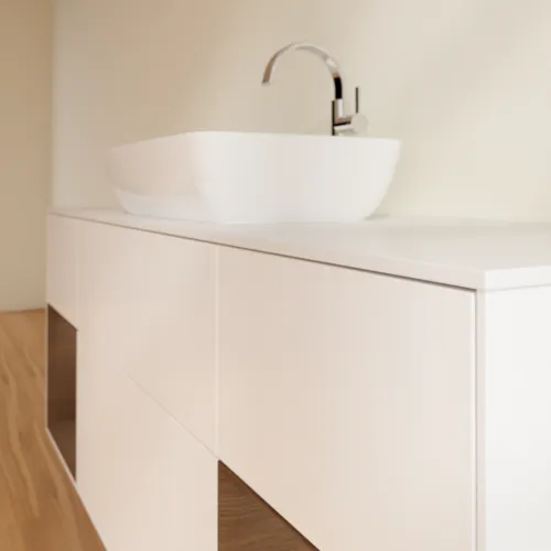 VILLEROY BOCH Toaletní skříňka Finion, s osvětlením, 4 výsuvy, 1600 x 603 x 501 mm, bílý matný lak / ořechová dýha / sklo bílé matné #F861GNMT, obrázek 6