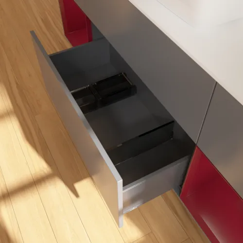 VILLEROY BOCH Toaletní skříňka Finion, s osvětlením, 4 výsuvy, 1600 x 603 x 501 mm, antracit matný lak / pivoňka matný lak / sklo bílé matné #F861HBGK, obrázek 7