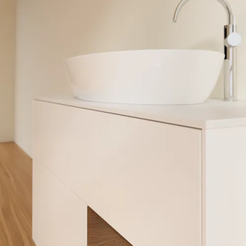 VILLEROY BOCH Toaletní skříňka Finion, s osvětlením, 2 výsuvy, 1000 x 603 x 501 mm, bílý matný lak / ořechová dýha / sklo bílé matné #F901GNMT, obrázek 5