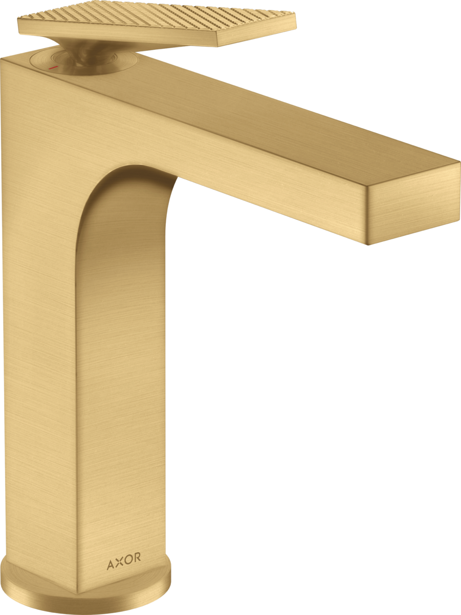 HANSGROHE Jednopáková umyvadlová baterie AXOR Citterio 160 s pákovou rukojetí a výsuvným odpadem - diamantový výbrus #39071250 - Brushed Gold Optic