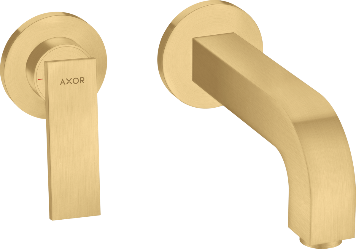 HANSGROHE Podomítková jednopáková umyvadlová baterie AXOR Citterio pro montáž na stěnu s pákovým ramínkem, výtokovou trubicí 220 mm a rozetami #39121250 - Brushed Gold Optic