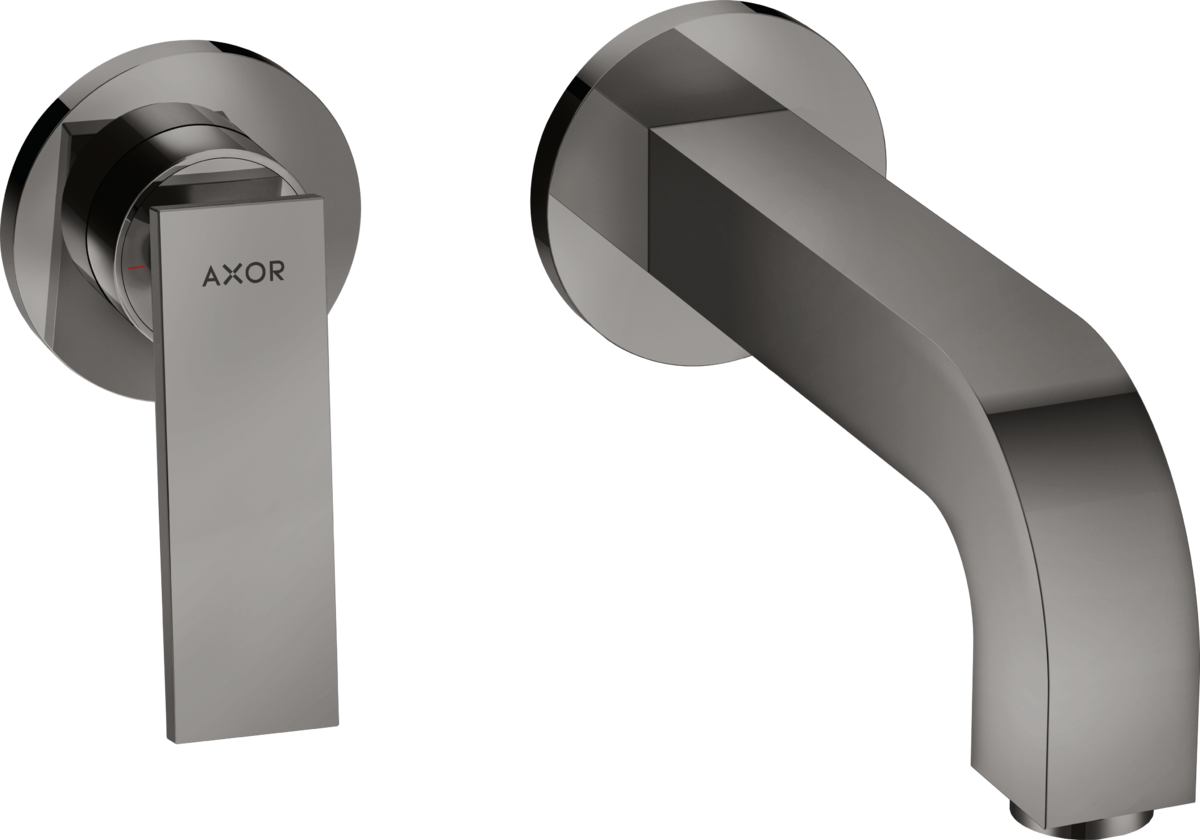 HANSGROHE AXOR Citterio podomítková jednopáková umyvadlová baterie pro montáž na stěnu s pákovým ramínkem, výtokem 220 mm a rozetami #39121330 - Leštěný černý chrom