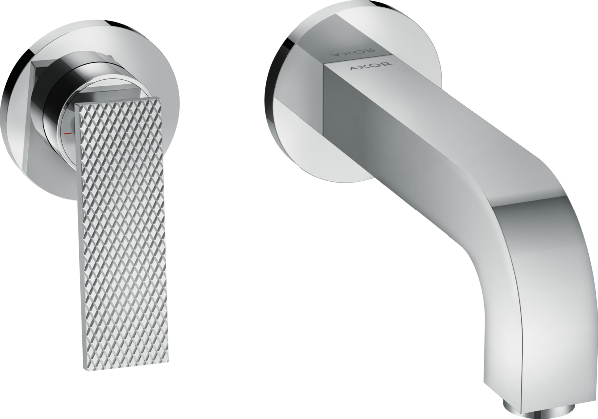 HANSGROHE AXOR Citterio Páková umyvadlová baterie pod omítku, montáž na stěnu, s páčkovou rukojetí, výtokem 220 mm a rozetami - rombický brus #39181000 - chrom