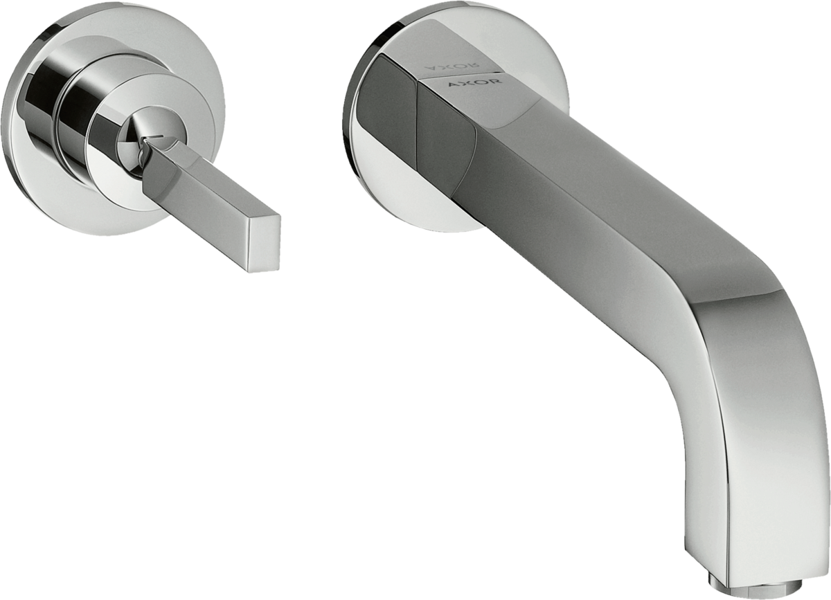 HANSGROHE AXOR Citterio Páková umyvadlová baterie pod omítku, montáž na stěnu, s kolíkovou rukojetí s výtokem 225 mm a rozetami #39116000 - chrom