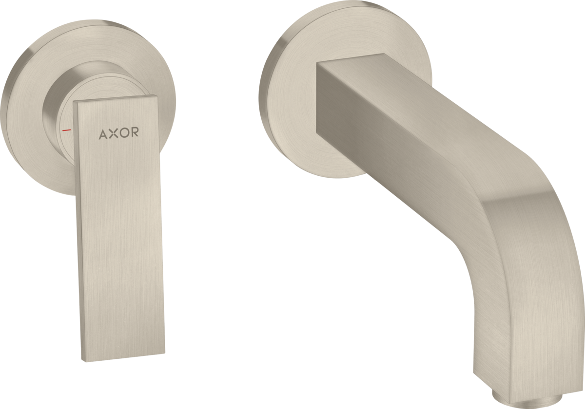 HANSGROHE Podomítková jednopáková umyvadlová baterie AXOR Citterio pro montáž na stěnu s pákovým ramínkem, výtokovou trubicí 220 mm a rozetami #39121820 - kartáčovaný nikl